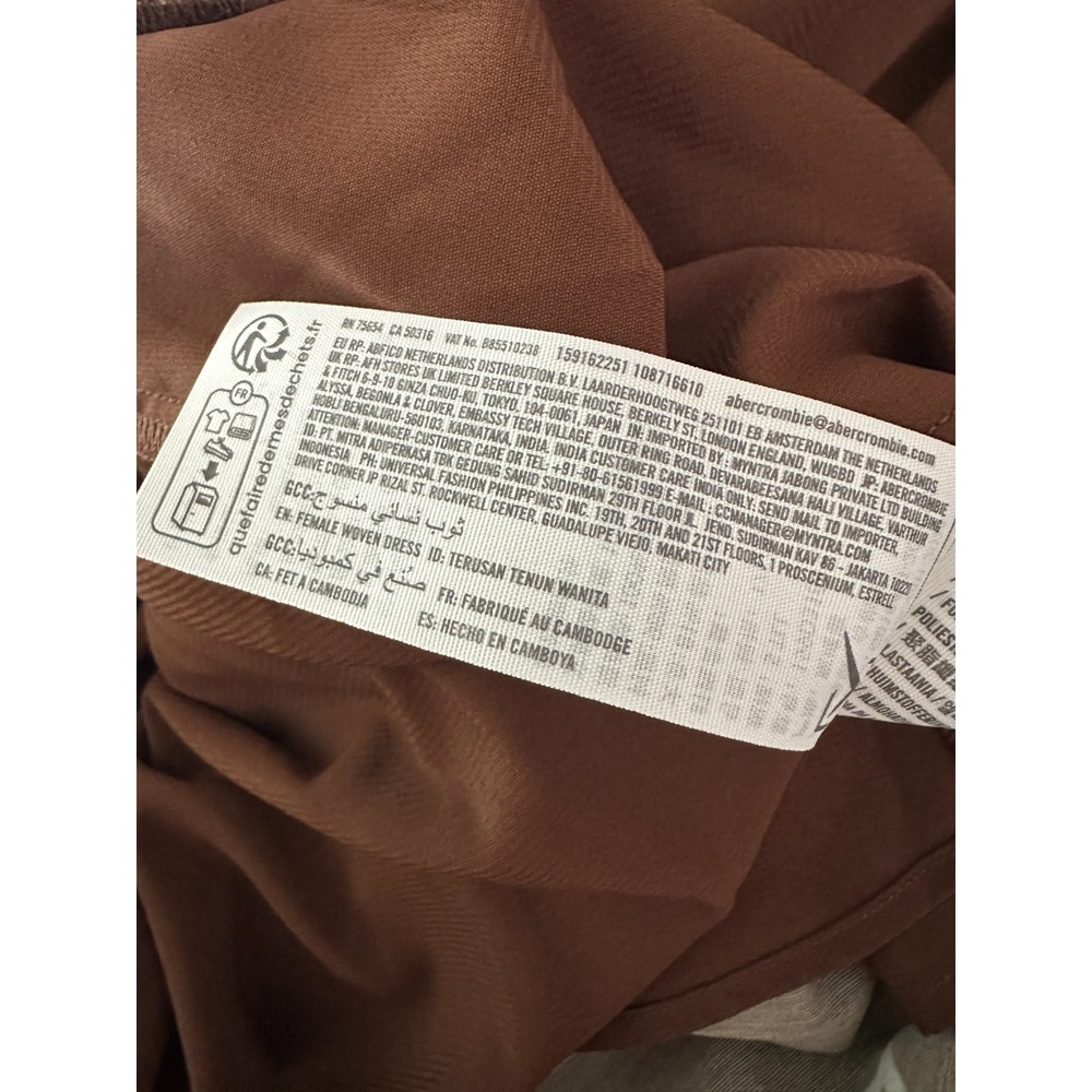 Abercrombie & Fitch Bra Free Brown Tropical Palm Print Open Back Maxi Dress ST - Picture 9 of 14